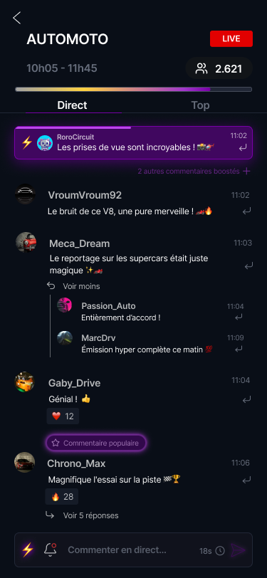 Le salon en direct